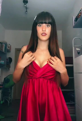 1. Lovely Alice Iori Shows Cleavage in Red Dress