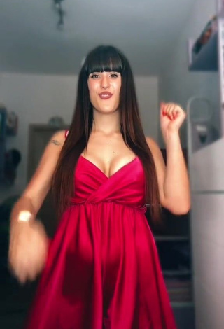 1. Hot Alice Iori Shows Cleavage in Red Dress