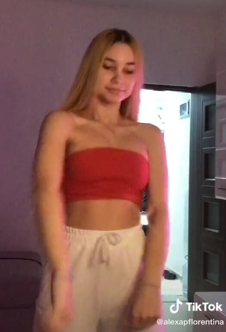 3. Beautiful Alexa Shows Cleavage in Sexy Red Tube Top