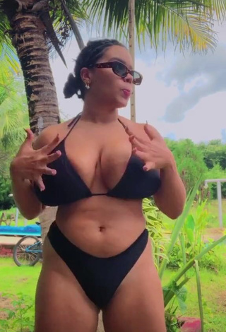 Pretty Allana Vasconcelos Shows Cleavage in Black Bikini and Bouncing Big Tits