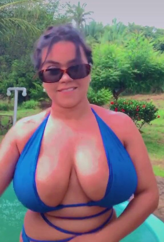 1. Hottie Allana Vasconcelos Shows Cleavage in Blue Bikini at the Swimming Pool and Bouncing Big Breasts