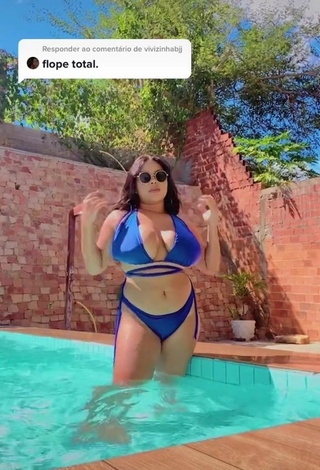 1. Sexy Allana Vasconcelos Shows Cleavage in Blue Bikini and Bouncing Big Boobs