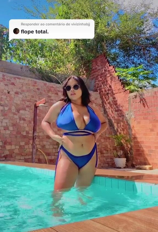 Sexy Allana Vasconcelos Shows Cleavage in Blue Bikini and Bouncing Big Boobs