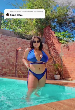 3. Sexy Allana Vasconcelos Shows Cleavage in Blue Bikini and Bouncing Big Boobs