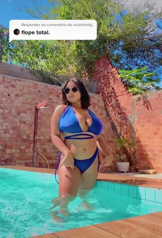 4. Sexy Allana Vasconcelos Shows Cleavage in Blue Bikini and Bouncing Big Boobs