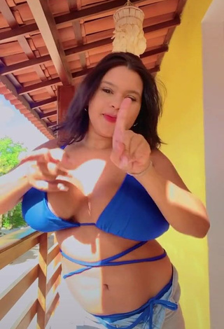 1. Lovely Allana Vasconcelos Shows Cleavage in Blue Bikini and Bouncing Big Breasts