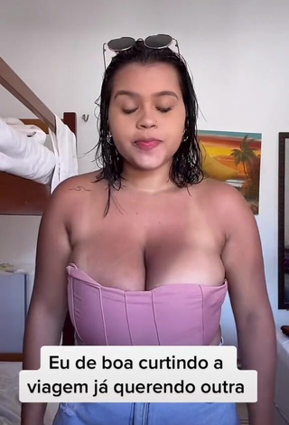 Amazing Allana Vasconcelos in Hot Pink Tube Top and Bouncing Big Boobs