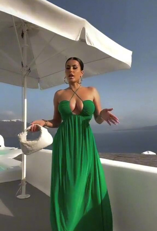 1. Sexy Amra Olevic Shows Cleavage in Green Dress (Side Boob)