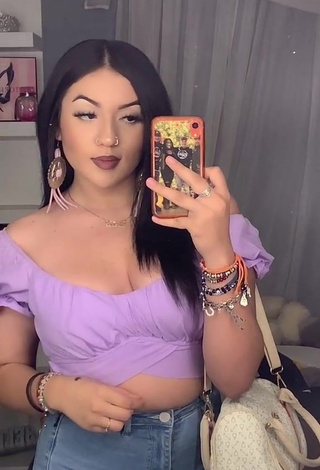 Sweetie Brissa Murillo Shows Cleavage in Purple Crop Top