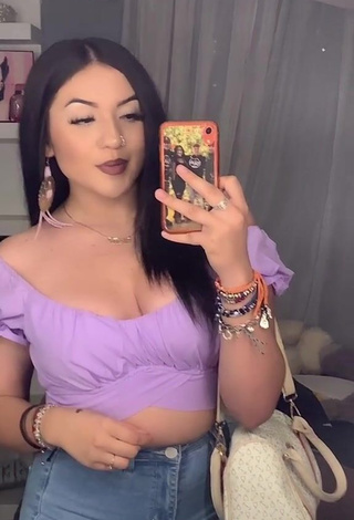 3. Sweetie Brissa Murillo Shows Cleavage in Purple Crop Top