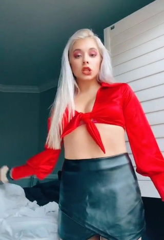 Beautiful Bella Martinez Shows Cleavage in Sexy Red Crop Top