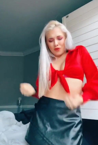 3. Beautiful Bella Martinez Shows Cleavage in Sexy Red Crop Top