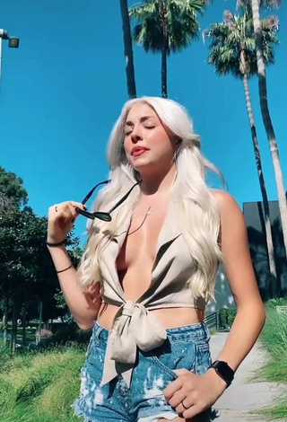 Hot Bella Martinez Shows Cleavage in Beige Crop Top