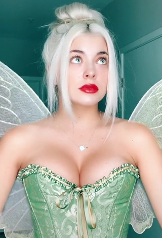 Sweet Bella Martinez Shows Cleavage in Cute Light Green Corset and Bouncing Breasts