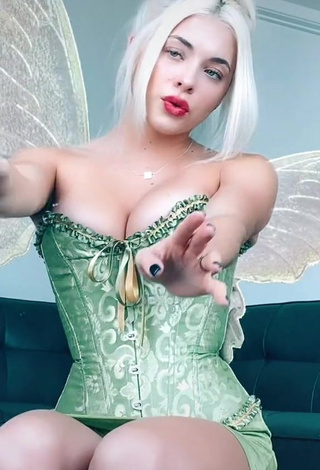 1. Beautiful Bella Martinez Shows Cleavage in Sexy Light Green Corset