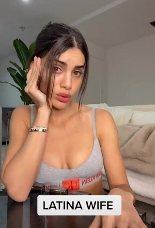 1. Sexy Camila Coelho Shows Cleavage in Grey Crop Top