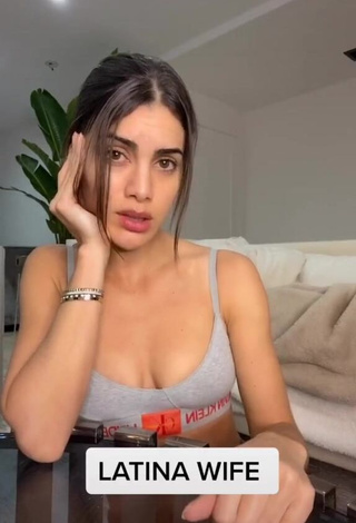 Sexy Camila Coelho Shows Cleavage in Grey Crop Top