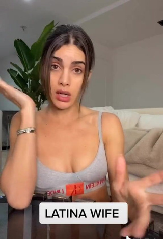 4. Sexy Camila Coelho Shows Cleavage in Grey Crop Top