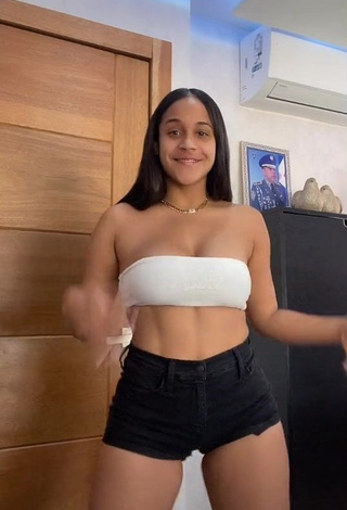 Sexy Camila Mejia Shows Cleavage in White Tube Top and Bouncing Breasts