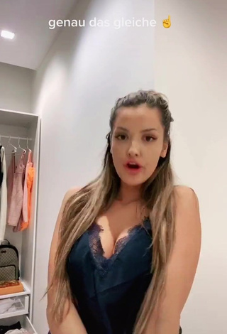 Sexy Enisa Bukvic Shows Cleavage in Blue Tank Top