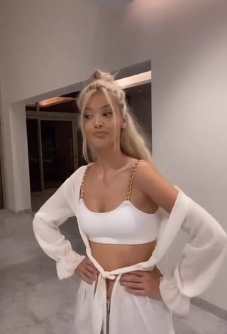 Hot Enisa Bukvic Shows Cleavage in White Crop Top