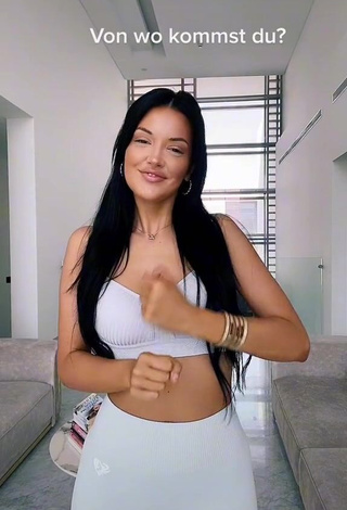 4. Sexy Enisa Bukvic Shows Cleavage in White Crop Top and Bouncing Breasts