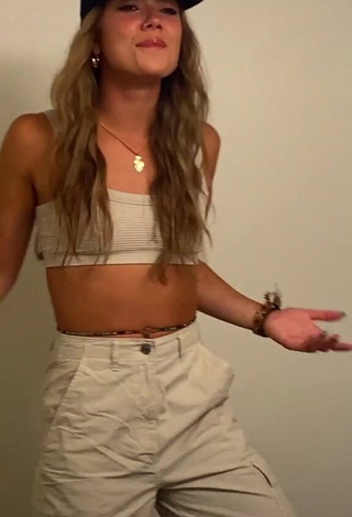 1. Sweetie Abby Fenwick Shows Cleavage in Beige Crop Top