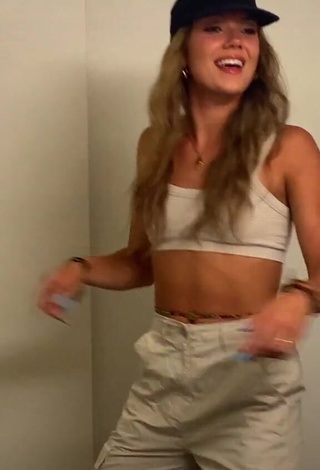 Sweetie Abby Fenwick Shows Cleavage in Beige Crop Top