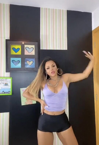 Gorgeous Gabily Shows Cleavage in Alluring Blue Crop Top