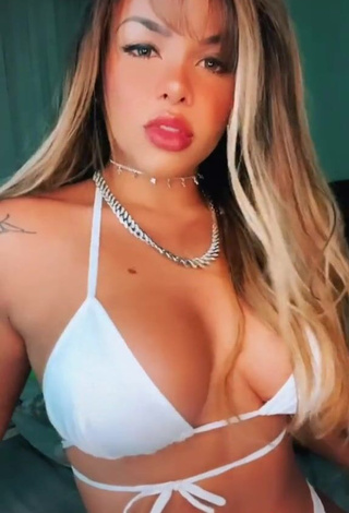 3. Elegant Gabily Shows Cleavage in White Bikini