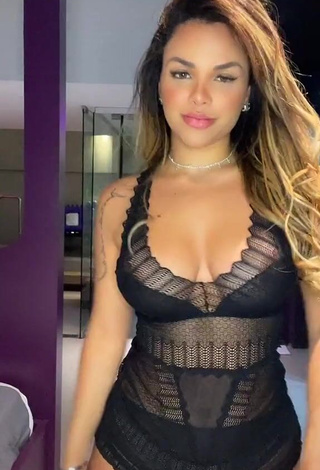 1. Sexy Gabily Shows Cleavage in Black Bodysuit and Bouncing Tits