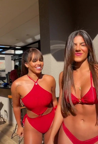 Adorable Gabily Shows Cleavage in Seductive Red Bikini