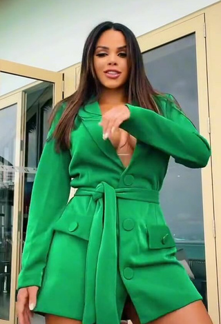 3. Hot Gabily Shows Cleavage in Green Dress and Bouncing Breasts