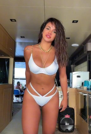 1. Lovely Gabily Shows Cleavage in White Bikini and Bouncing Breasts