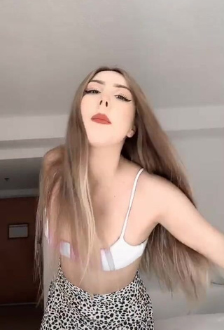 Cute Salma Padron Shows Cleavage in White Crop Top and Bouncing Tits