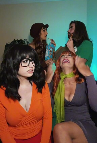 1. Hauntedhostess Shows her Erotic Cleavage