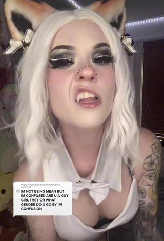 Cute Holofox Shows Cleavage in White Bodysuit