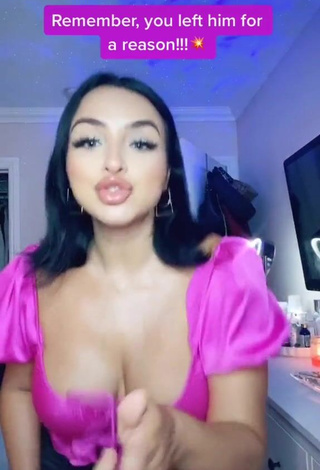 1. Sweet Alma Ramirez Shows Cleavage in Cute Pink Crop Top and Bouncing Breasts