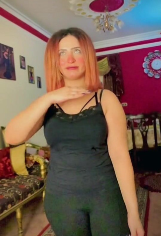 Sexy Israa Nageeb in Black Tank Top and Bouncing Boobs