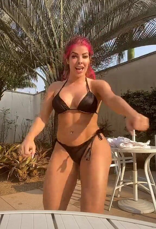 3. Jaquelline Shows Cleavage in Cute Black Bikini and Bouncing Tits (Underboob)