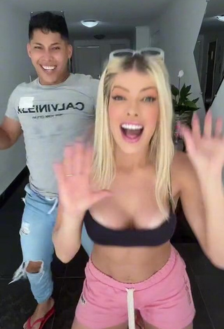 3. Wonderful Jaquelline Shows Cleavage in Black Crop Top and Bouncing Boobs