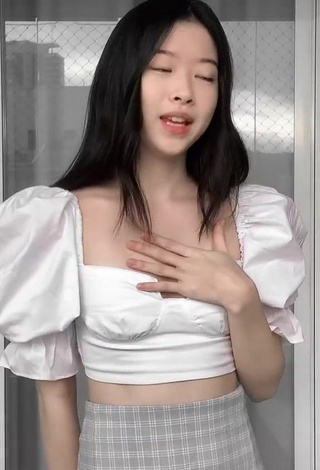 1. Beautiful Julia Hayama Shows Cleavage in Sexy White Crop Top