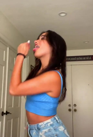 1. Cute Karina Prieto Shows Cleavage in Blue Crop Top