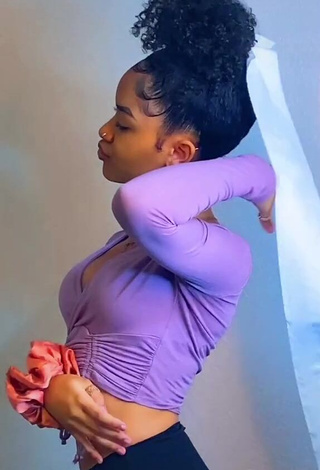 1. Pretty Lanii Kay Shows Cleavage in Purple Crop Top