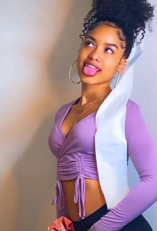 Pretty Lanii Kay Shows Cleavage in Purple Crop Top