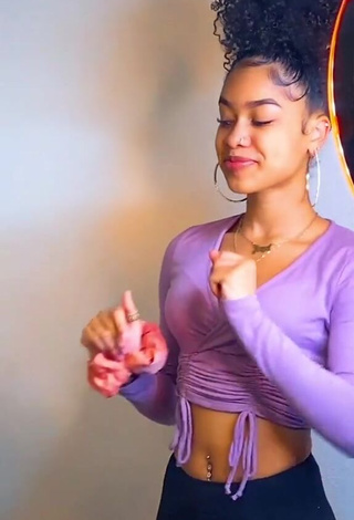 Lanii Kay Looks Sweetie in Purple Crop Top