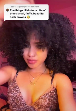 Lanii Kay Shows Cleavage in Appealing Leopard Crop Top