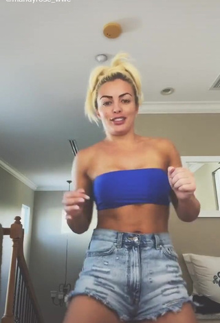 3. Sexy Mandy Rose Shows Cleavage in Blue Tube Top