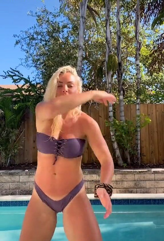 Desirable Mandy Rose Shows Cleavage in Purple Bikini and Bouncing Boobs