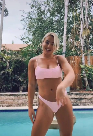 1. Beautiful Mandy Rose Shows Cleavage in Sexy Peach Bikini at the Swimming Pool